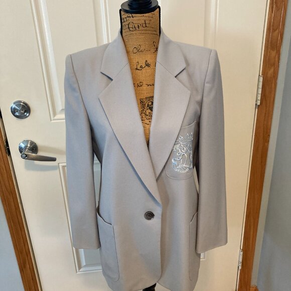 Blue Gray Wool Blazer Jacket EUC Women Size S - Picture 6 of 16